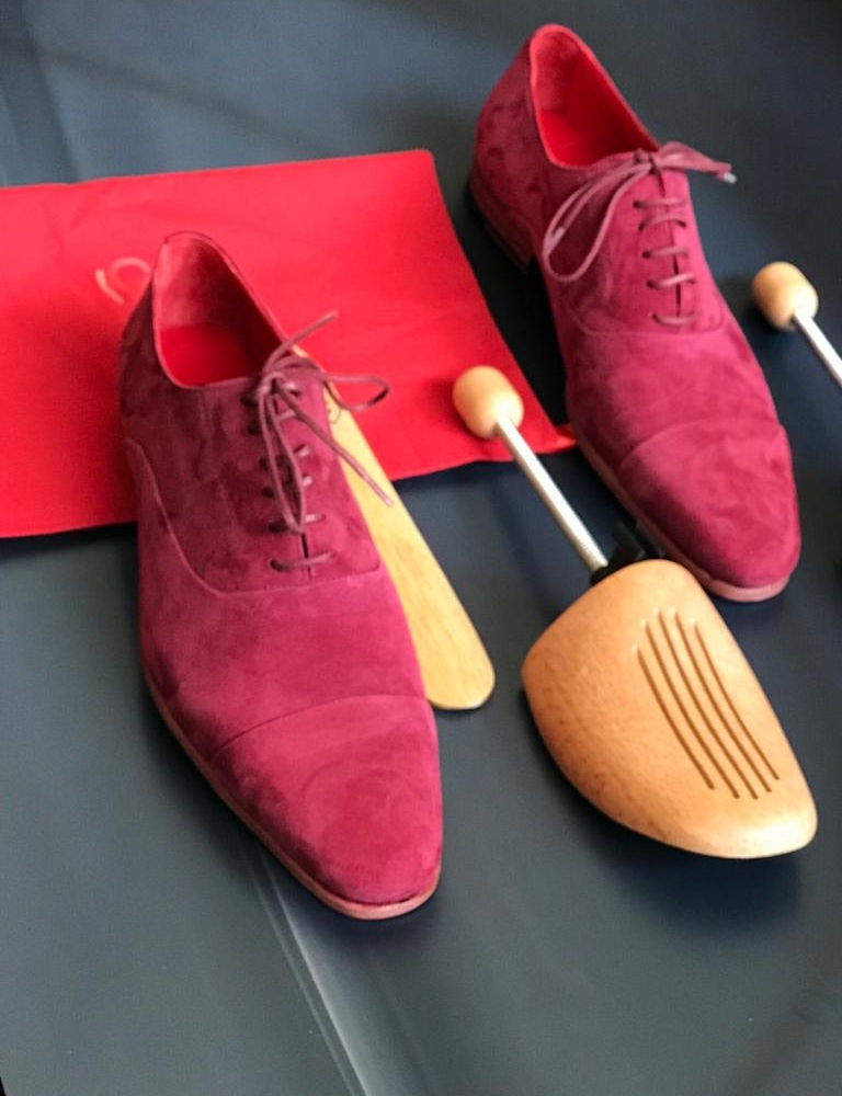 Pink Suede Oxford for Men by GentWith.com with Free Worldwide Shipping