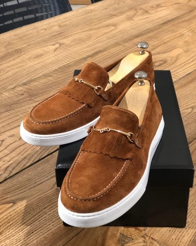 Cinnamon Suede Kilt Espadrille Loafer by Gentwith.com with Free Shipping