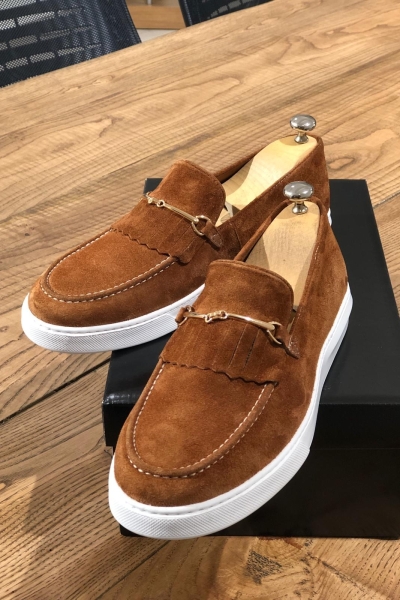 Cinnamon Suede Kilt Espadrille Loafer by Gentwith.com with Free Shipping