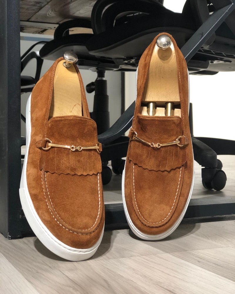 Cinnamon Suede Kilt Espadrille Loafer by Gentwith.com with Free Shipping
