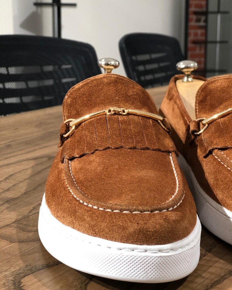 Cinnamon Suede Kilt Espadrille Loafer by Gentwith.com with Free Shipping