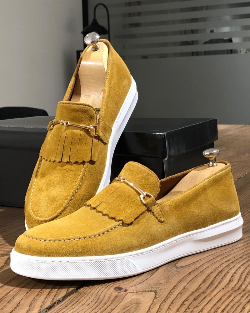 Yellow Suede Kilt Espadrille Loafer by Gentwith.com with Free Shipping