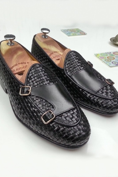 Black Handmade Calf Leather Bespoke Shoes by Gentwith.com with Free Shipping