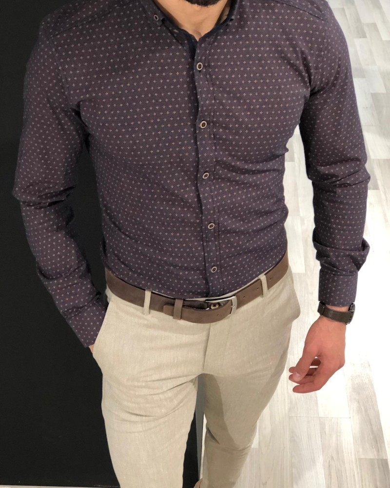 Brown Slim Fit Shirt by Gentwith.com with Free Shipping