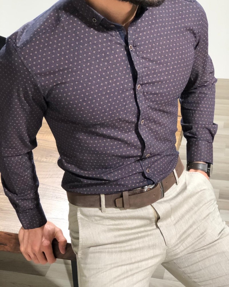 Brown Slim Fit Shirt by Gentwith.com with Free Shipping
