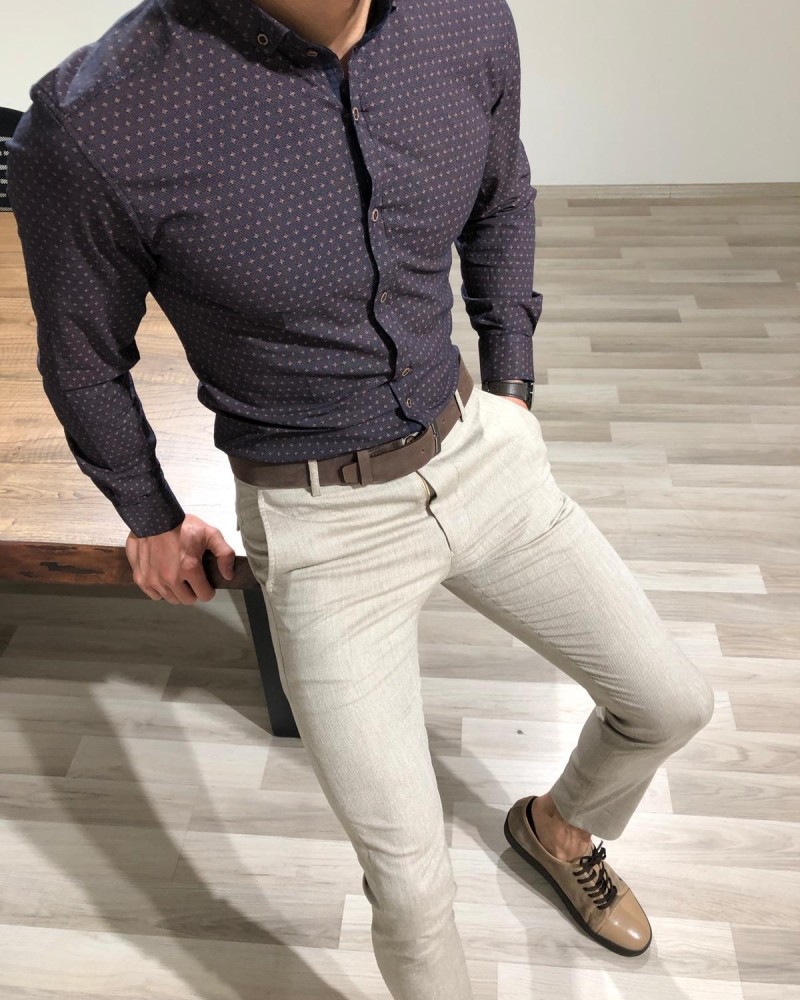 Brown Slim Fit Shirt by Gentwith.com with Free Shipping