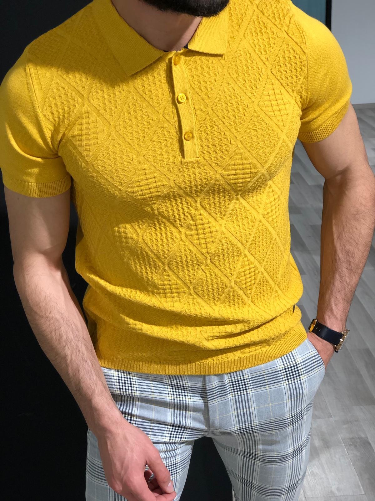 Buy Virgin Slim Fit Collar T-shirt Yellow by Gentwith.com with Free ...
