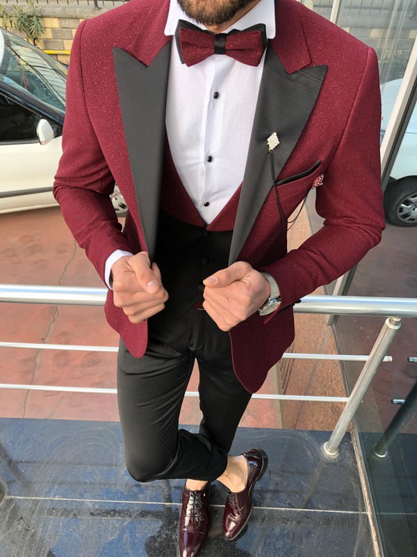 Claret Red Slim Fit Tuxedo by GentWith.com with Free Shipping