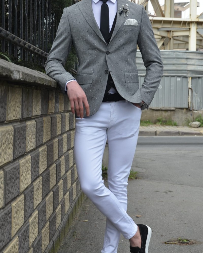 Gray Slim Fit Blazer by Gentwith.com with Free Shipping