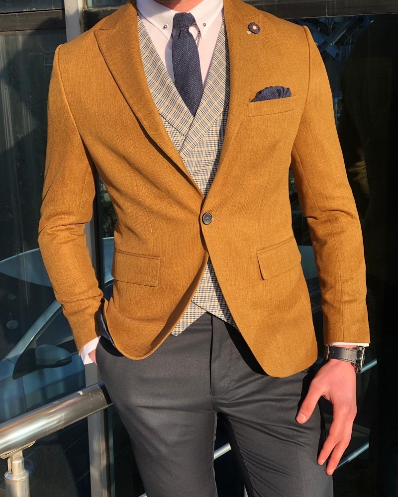 Camel Slim Fit Suit by Gentwith.com with Free Shipping