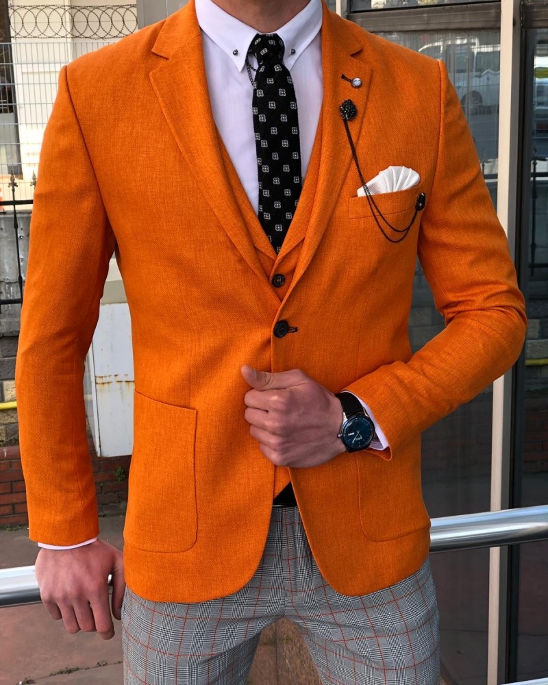 Buy Orange Slim Fit Blazer by GentWith.com with Free Shipping