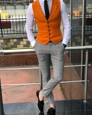 Buy Orange Slim Fit Vest by Gentwith.com with Free Shipping