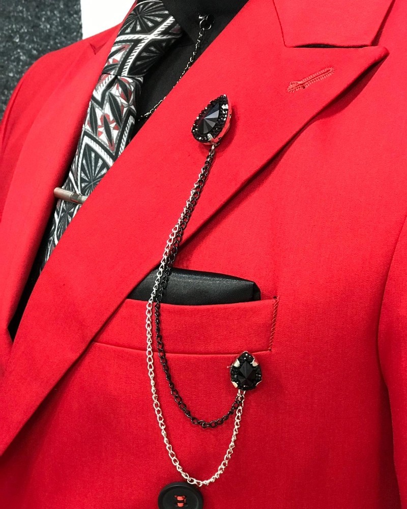 Buy Red Double Breasted Suit by Gentwith.com with Free Shipping