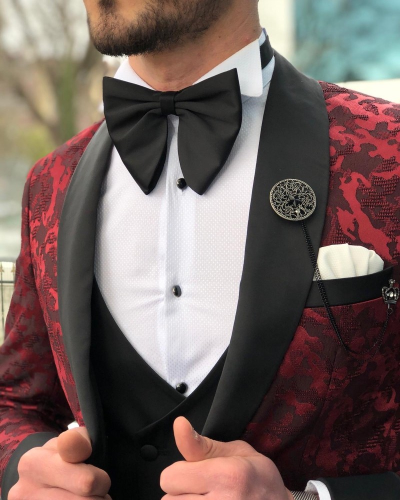 Buy Claret Red Slim Fit Tuxedo by Gentwith.com with Free Shipping