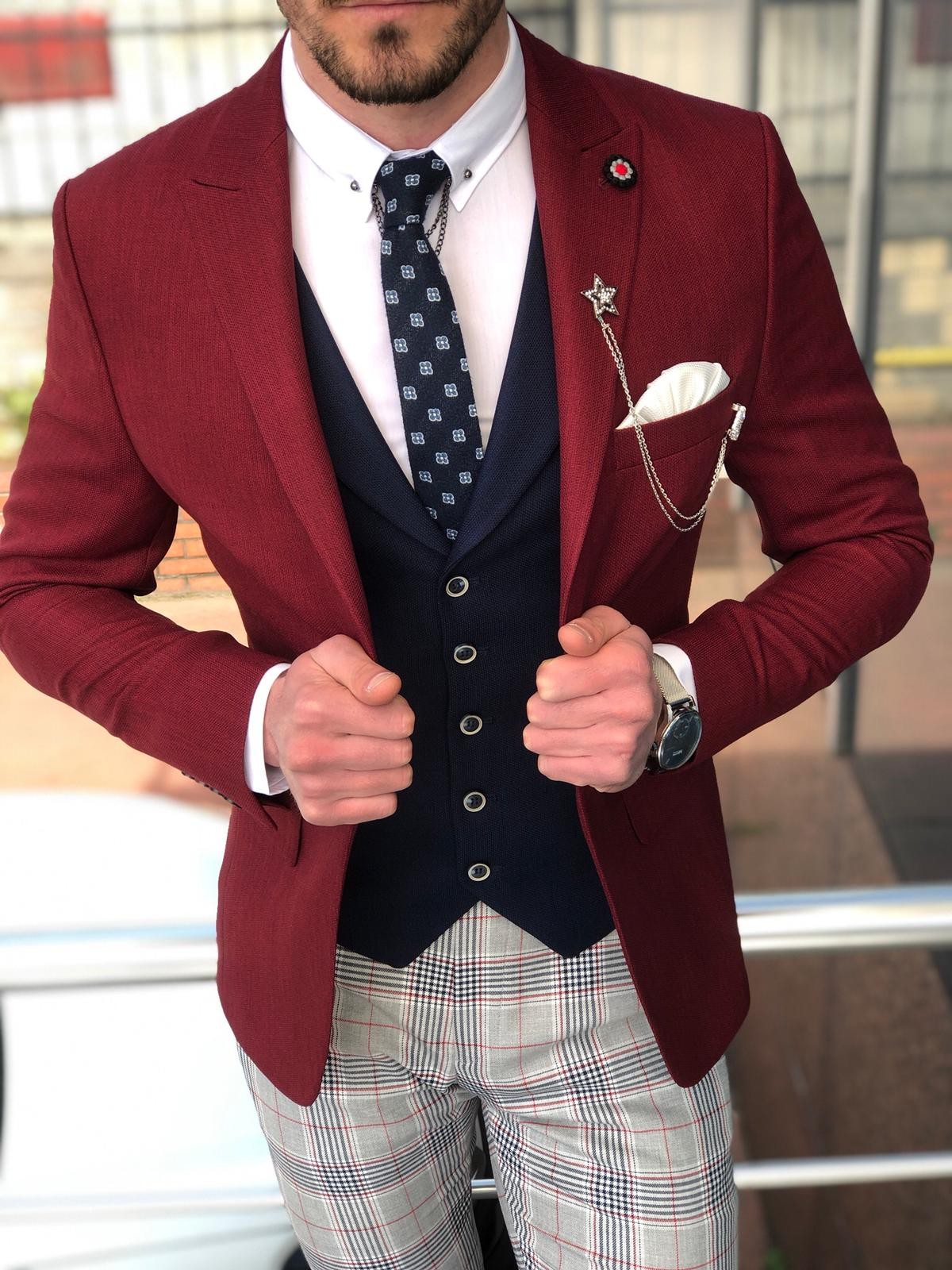 Buy Claret Red Slim Fit Suit by GentWith.com with Free Shipping