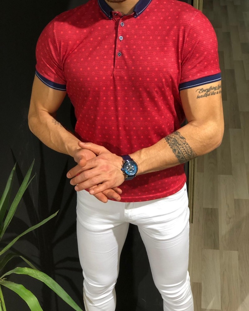 Red Slim Fit T-shirt by Gentwith.com with Free Shipping