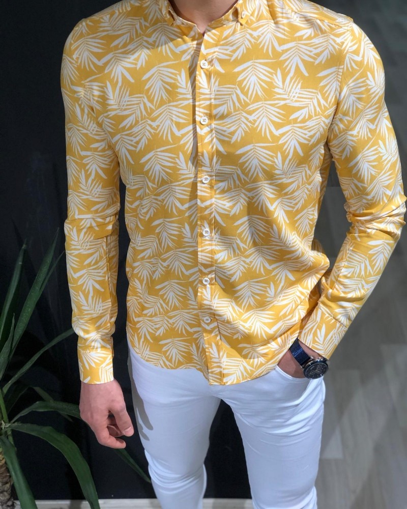 Buy Yellow Palm Tree Pattern Shirt by Gentwith.com with Free Shipping