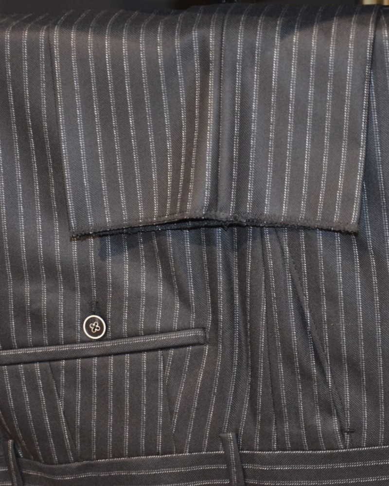 Buy Black Double Breasted Striped Suit by GentWith.com | Free Shipping