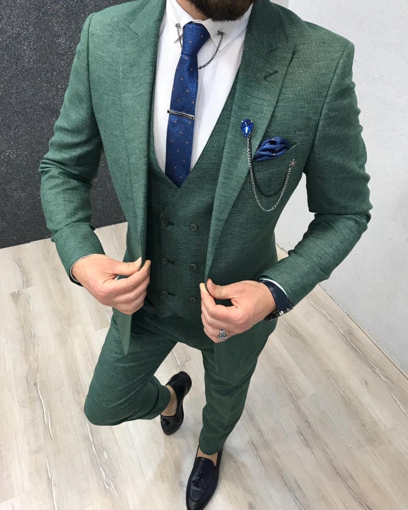 Green Slim Fit Suit by Gentwith.com with Free Shipping