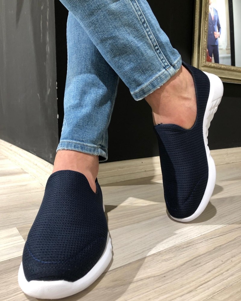 Navy Blue Sneakers by GentWith.com with Free Shipping
