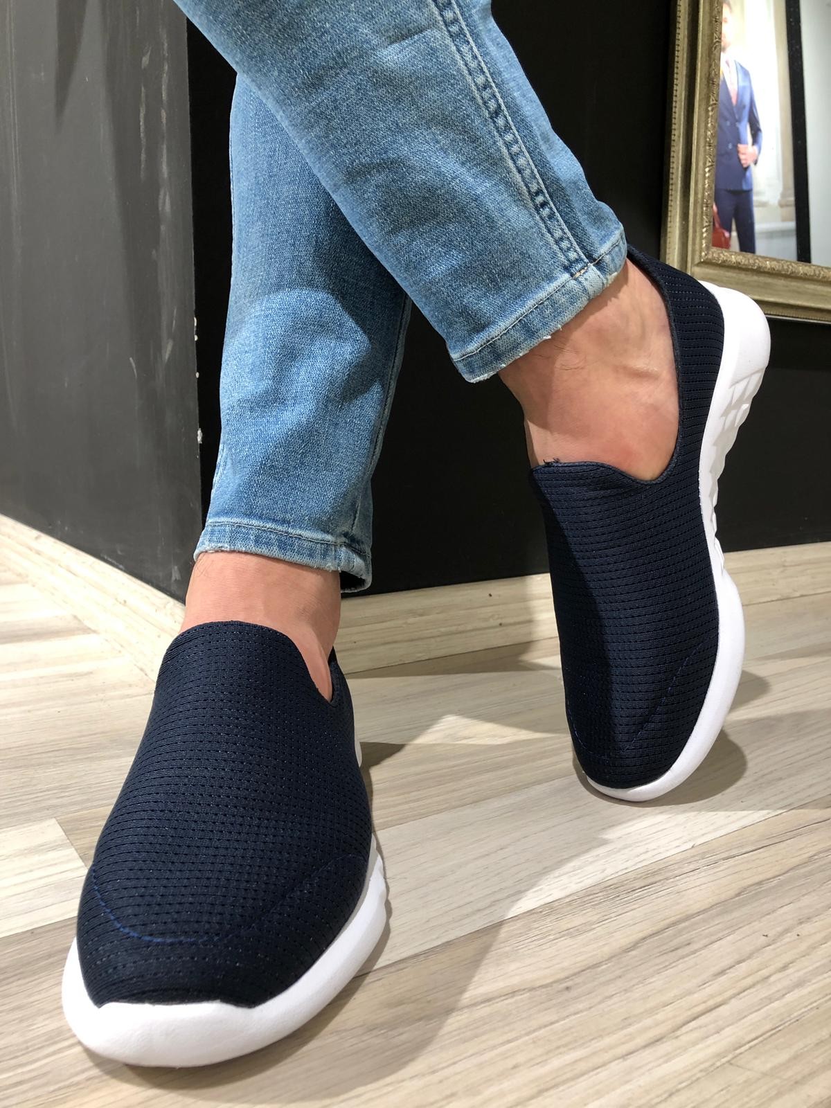 Navy Blue Sneakers by GentWith.com with Free Shipping