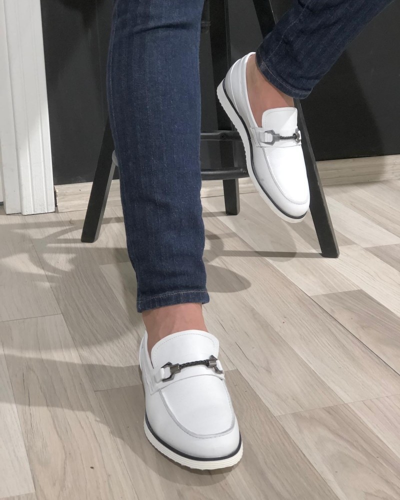 White Leather Loafer by GentWith.com with Free Shipping