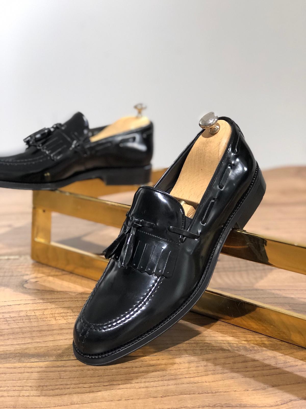 Buy Black Tassel Leather Loafer by GentWith.com with Free Shipping