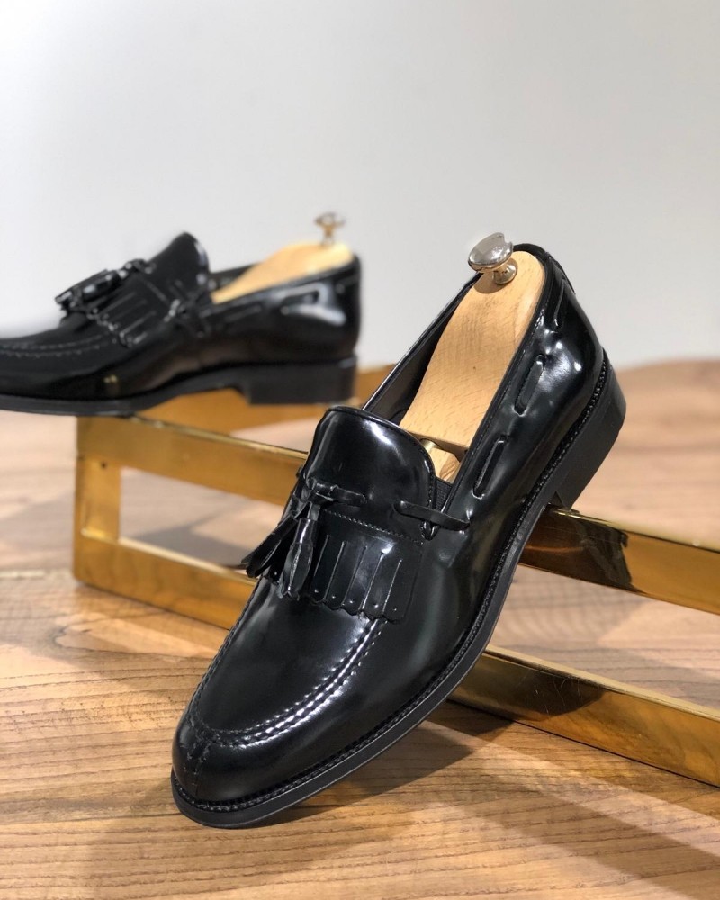 Black Tassel Loafer Leather by GentWith.com with Free Shipping
