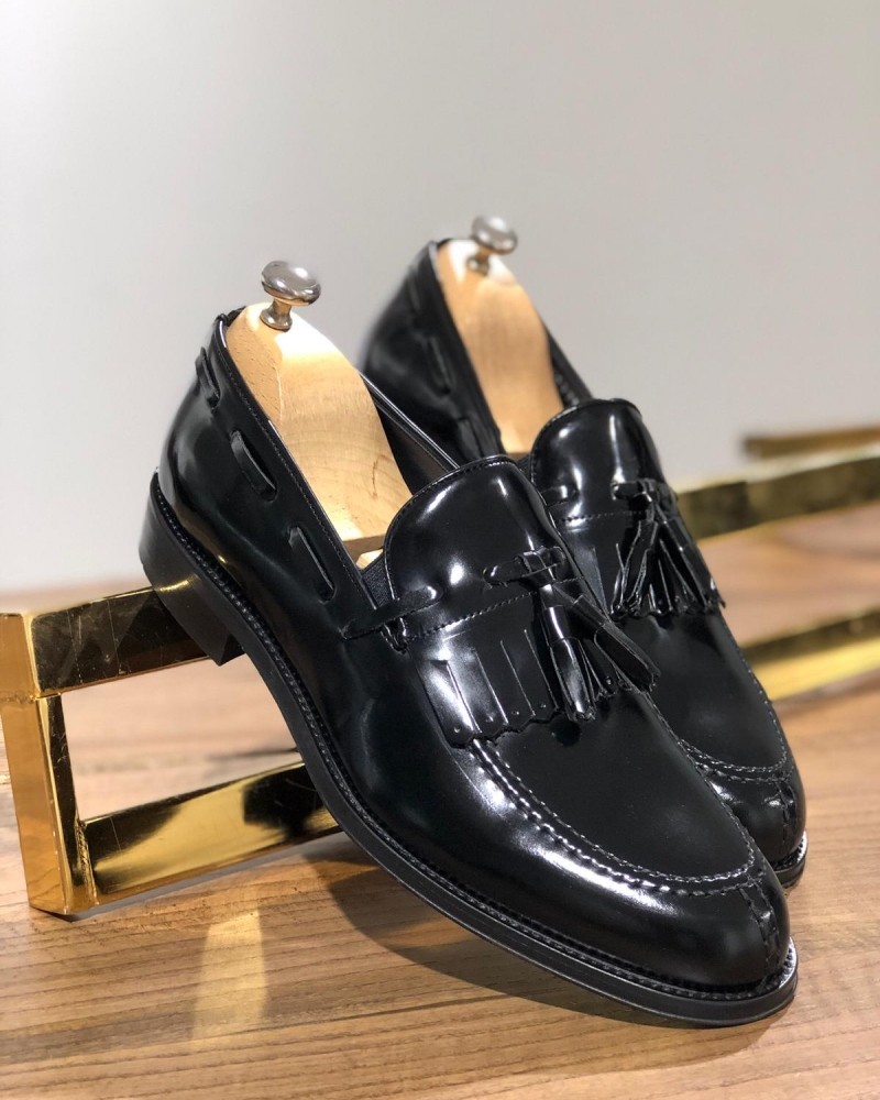 Black Tassel Leather Loafer by GentWith.com with Free Shipping