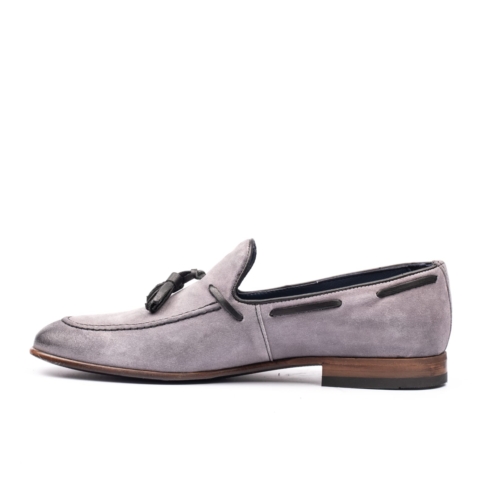 Buy Gray Tassel Suede Loafer by GentWith.com with Free Shipping