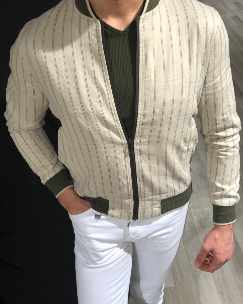 Beige Slim Fit Coat by Gentwith.com with Free Shipping