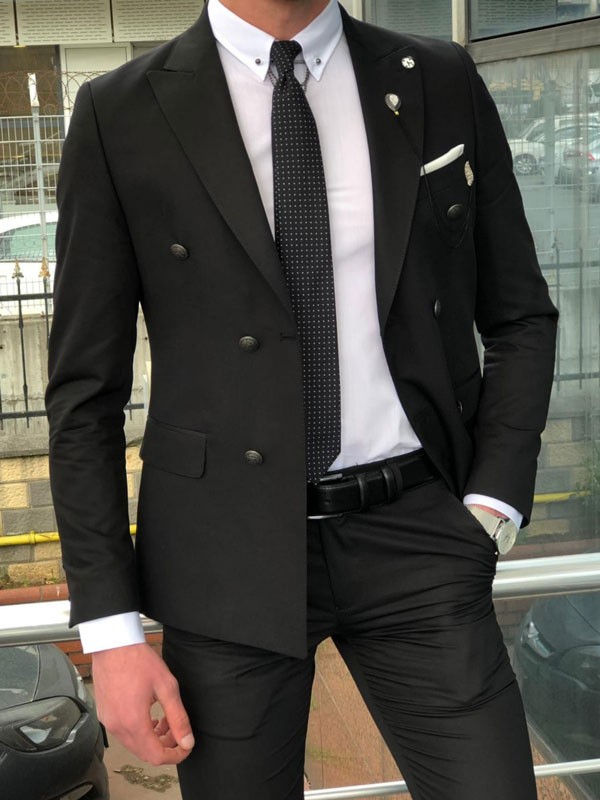 Buy Black Double Breasted Suit by GentWith.com with Free Shipping