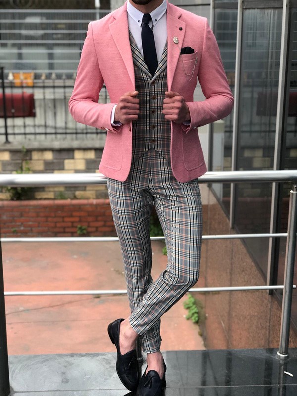 Pink Slim Fit Blazer by GentWith.com with Free Shipping