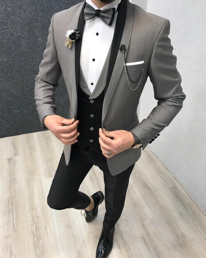 Gray Slim Fit Tuxedo by GentWith.com with Free Shipping