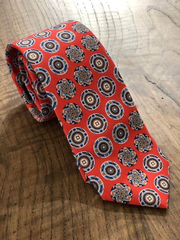 Red Patterned Wool Neck Tie by GentWith.com with Free Shipping