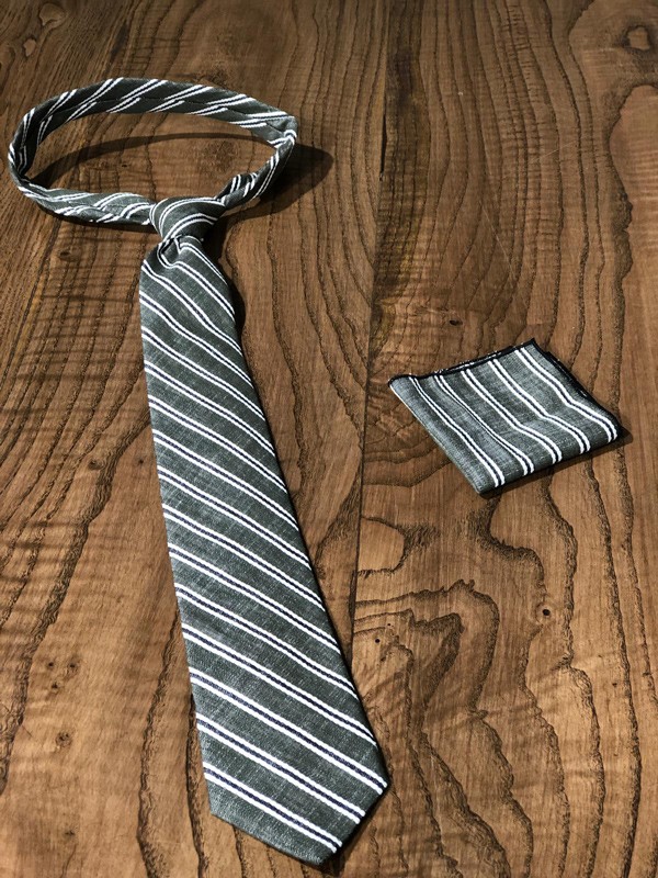 Khaki Striped Wool Tie by GentWith.com with Free Shipping
