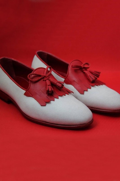 Red Bespoke Kiltie Tassel Loafer by Gentwith.com with Free Shipping