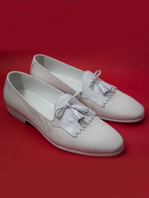 Buy White Bespoke Kiltie Tassel Loafer by Gentwith.com | Free Shipping