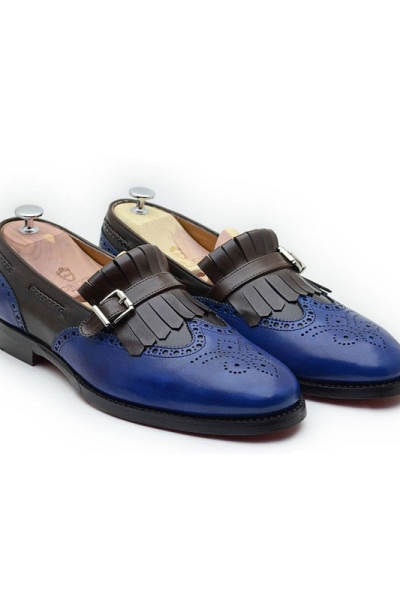 Blue Groom Shoes Genuine Leather Loafers