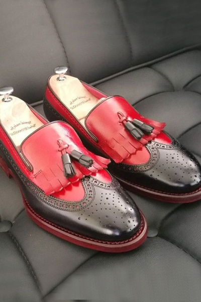 Red Groom Genuine Leather Tassel Loafers