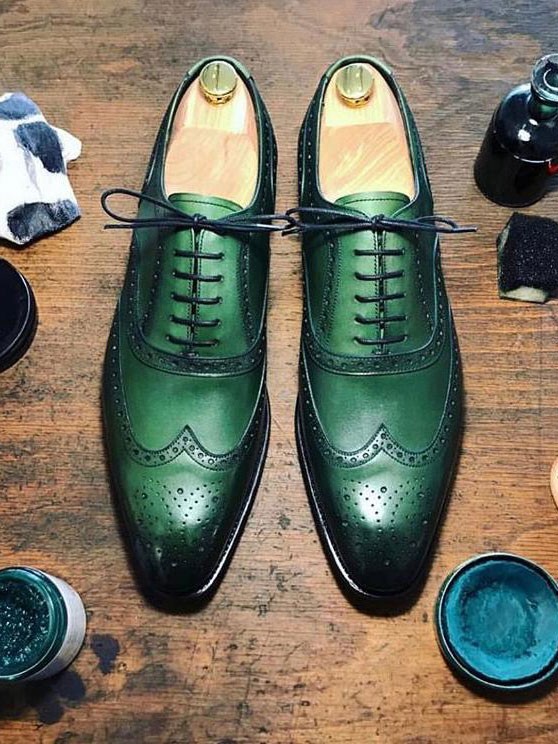 Buy Green Lace Up Oxford by Gentwith.com with Free Shipping