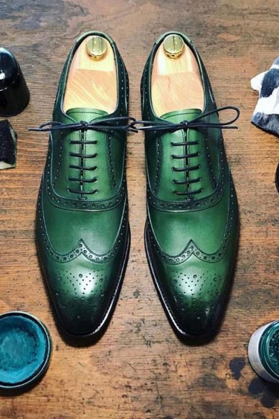 Green Men Handmade Genuine Leather Shoes