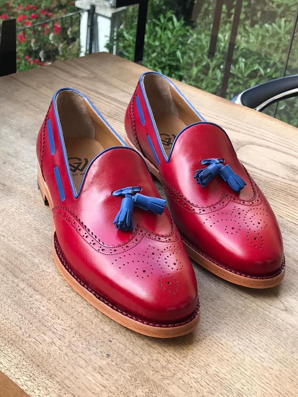 Buy Red Bespoke Tassel Loafer by Gentwith.com with Free Shipping