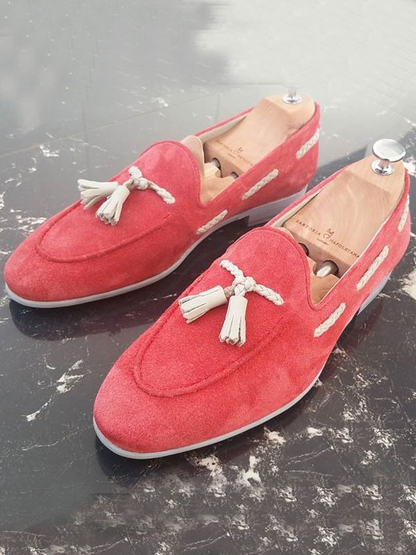Pink Suede Tassel Loafer by Gentwith.com with Free Shipping