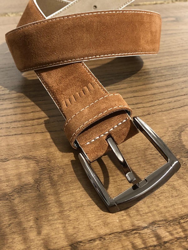 Cinnamon Suede Leather Belt by GentWith.com with Free Shipping