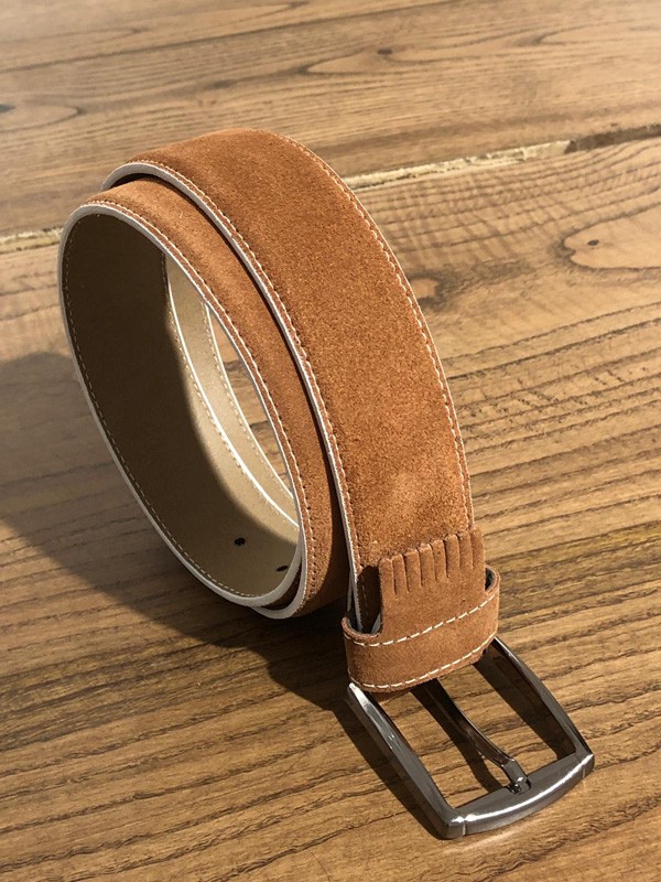 Cinnamon Suede Leather Belt by GentWith.com with Free Shipping