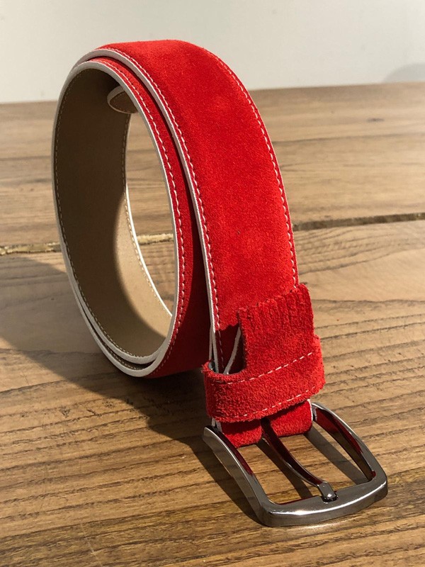 Red suede shop belt mens