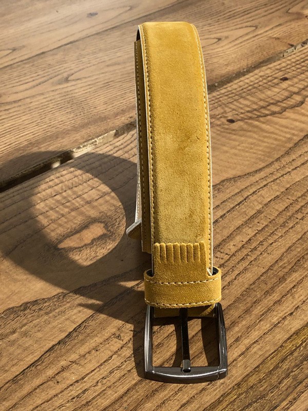 Yellow Suede Leather Belt by GentWith.com with Free Shipping