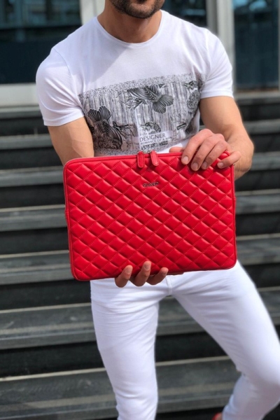 Red Leather Clutch Bag by GentWith.com with Free Shipping