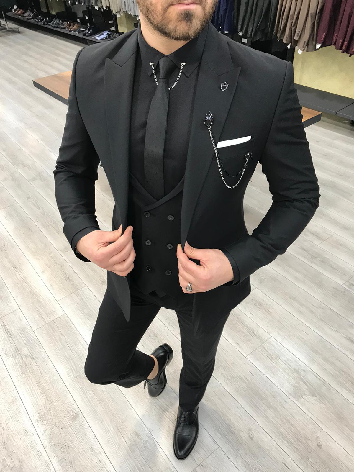 Buy Black Slim Fit Wool Suit by GentWith.com with Free Shipping